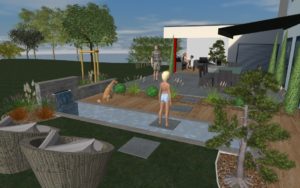 Heiby 3D plan Wissembourg Haguenau Soultz sous forets - aménagements extérieurs pavage enrobé plantation paysagiste terrasse alsace store bois fontaine jardin paysage