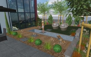 Heiby 3D plan Wissembourg Haguenau Soultz sous forets - aménagements extérieurs pavage enrobé plantation paysagiste terrasse alsace store bois fontaine jardin paysage