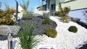 Heiby Wissembourg Haguenau Soultz sous forets - aménagements extérieurs pavage enrobé piscine plantation paysagiste escalier flottant